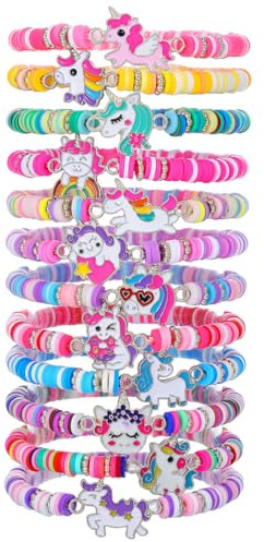 JYNVO 12 Stück Einhorn Armband Mädchen, Bunte Kinderschmuck Handmade, Armband der Freundschaft, Einstellbare Geflochtene Armbänder, Einhorn Mitgebsel Kinderparty, Geburtstagsgeschenk Kinder