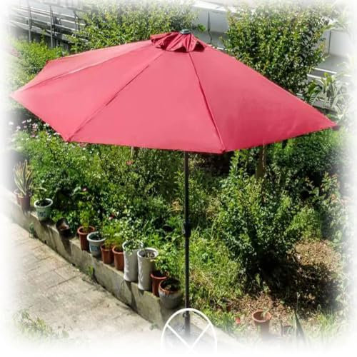 Parasol de marché demi-rond rouge de 3 m pour terrasse, jardin, balcon et terrasse – Parasol d'extérieur durable à 5 baleines, parfait pour l'ombre et la protection solaire