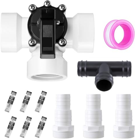 Skeadex Bypass Set Pool Zubehör,12er 3 Wege Ventil Pool mit T-Verteiler Schlauchtüllen Schlauchschellen Teflonband für Poolheizung Sandfilteranlage,Anschlussset Pool für Poolschlauch 32 & 38mm (B)