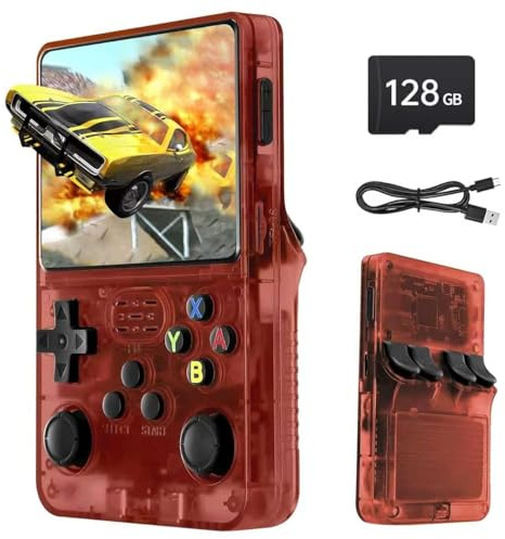 Febotak R36S Consola de Juegos portátil Retro, Pantalla IPS de 3,5, Memoria de 128 GB, más de 40.000 Juegos, basada en LINXU Open Source ARKOS (Verde Claro)