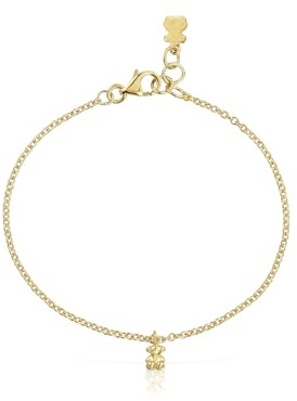 TOUS Pulsera Cadena para Mujer con Baño de Oro 18 Kt sobre Plata de Primera Ley y Anillas Redondas, Colección Bold Bear