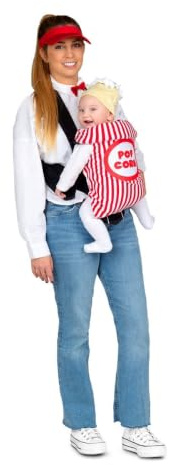 My Other Me - Disfraz cubremochila adulto de Palomitas rojo talla única | Incluye cubremochila, gorrito bebé y visera y pajarita. Unisex