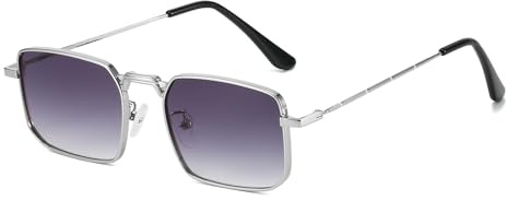 LJCZKA Vintage Rechteckig Sonnenbrille für Herren Damen Retro Sonnenbrille Metall Eckig 90er Brille mit UV400 Schutz