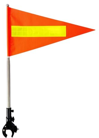 Amagogo Golf Cart Flag Pole Kit with Reflective Strips,Flag Holder Accessories,Telescopic Pole for Bikes, Round Top 22x43cm