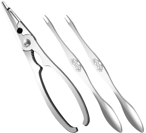 Healeved Set di Utensili Kit Pratico in Acciaio Inossidabile per Frutti di Mare Resistente e AntiGraffio Pinza per Granchio per Mangiare Crostacei in Casa