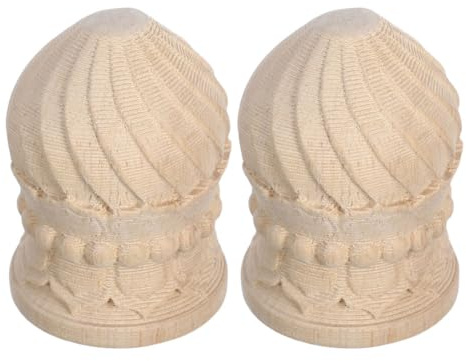 ARTSEWPLY Remates de Piña de Madera Tallada sin Terminar, 2 Piezas, 4x6 Cm, Tapas Decorativas para Postes de Valla, Accesorio Vintage para Decoración de Postes de Madera en Interiores