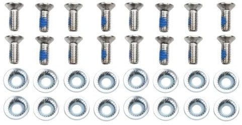 Whychstore Viti di fissaggio per snowboard, M6 x 16 mm, bulloni di montaggio in metallo con rondelle per il fissaggio della piastra da sci, kit hardware da 16 pezzi