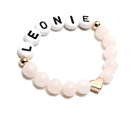 Generisch Babyarmband Jade Rose-Gold Taufe Geburt Namensarmband für Mädchen