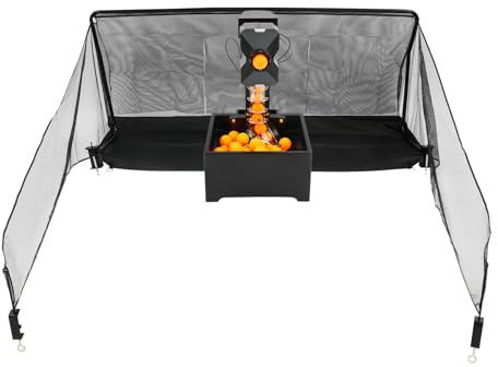 Tousuarsi Robot de ping pong, máquina de bolas portátil, mando a distancia inalámbrico, mesa de ping pong automática con una capacidad de 100 bolas para entrenamiento y entrenamiento (neto, incluye