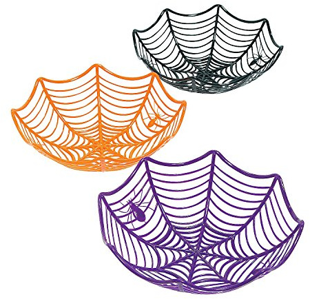 Fun Express Plastic Spider Web Spiderweb Halloween Candy Bowls - 3 Piece Set