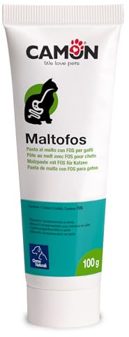 CAMON | Maltofos - Pasta al Malto con FOS, Alimento Complementare per Gatti, Conigli e Furetti, Mantiene l'Equilibrio della Flora Intestinale, Favorisce l’Eliminazione dei Boli di Pelo, 100gr