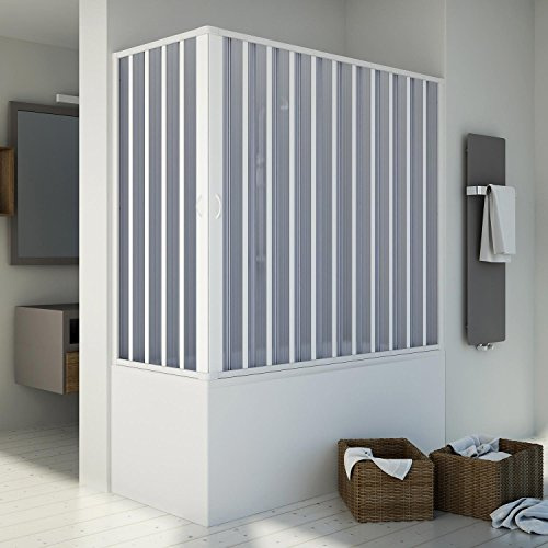 Forte Badewannenaufsatz Duschkabine in PVC 140x70 cm H150 mod. Santorini Zentral