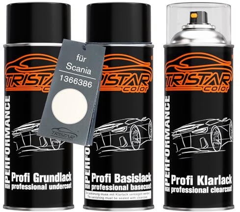TRISTARcolor Billack sprayburkar för Scania 1366386 Ivory White + klarlack