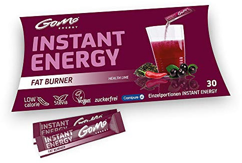 GoMo ENERGY – Instant Energy Getränkepulver mit L-Carnitin, Acai, Grüntee-Extrakt, Koffein, Chili-Extrakt & Vitamin B – zuckerfreier Fettstoffwechsel Drink (Fat Burner | 30 Portionen | beerig)