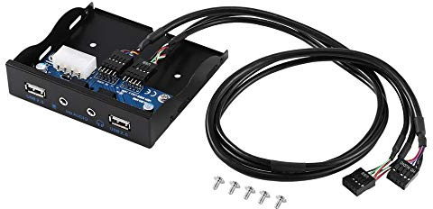 JMT 3.5 Panneau Avant du hub 2 Ports USB 2.0 avec Interface HD Audio Mic pour Ordinateur de Bureau Extension de Baie de Lecteur de Disquette 3.5 Pouces