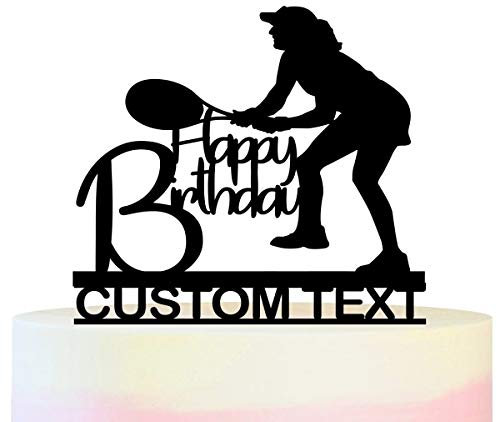 Innovedesire Personalisiert Sie Ihren Namen Happy Birthday Tennis Kuchenaufsätze Hochzeit Geburtsta Acryl Dekor Cupcake Kuchen Topper Stand für Kuchen Party Dekoration 11 Stück