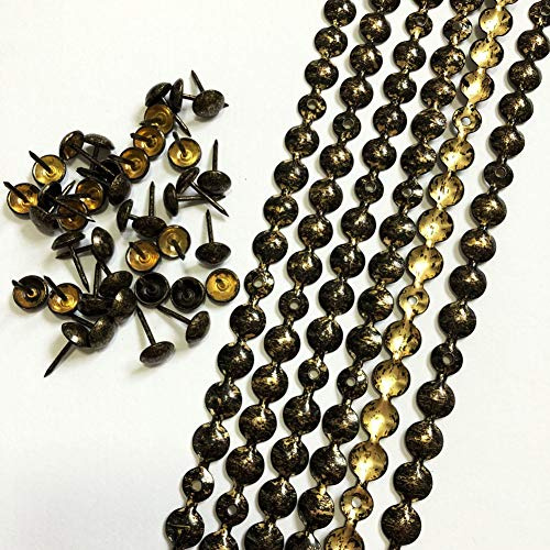 Let's Decorate Tiras de tachuelas de tapicería antiguas de 5 metros, tiras de clavos decorativas para tapicería, cintas para sofá, tachuelas para sillas de jardín interior, tachuelas sueltas