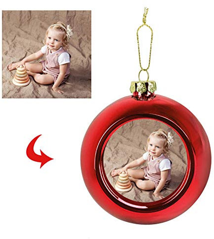 RUIXIA Personalisieren Weihnachtskugeln mit Foto Bedrucken Lassen, Benutzerdefinierte Christbaumkugeln Weihnachtsbaum Kugeln Deko Weihnachtsbaumschmuck Christbaumschmuck Anhänger für Festsdekoration
