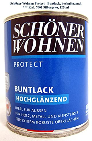Protect Buntlack 125 ml, RAL 7001 Silbergrau hochglänzend, Alkydharzlack SW