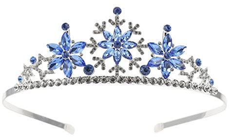 Minkissy Weihnachten Schneeflocke Krone Vintage Barocke Königin Kronen Schneeflocken Blaue Kristall Tiaras Strass Hochzeit Kronen Gothic Quinceanera Stirnband Haarschmuck Für Mädchen