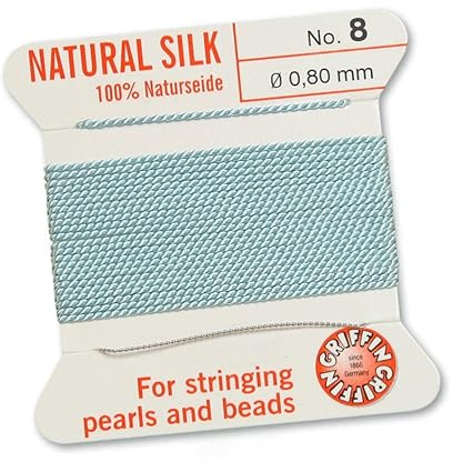 Creative-Beads Perlenfaden, Schnur, Perlseide zum auffädeln 2m lang mit flexiblem Drahtende als Fädelnadel Stärke 0,80mm türkis