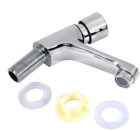 YUMILI Selbstschließende Waschtischarmatur mit Zeitverzögerung & Wassersparfunktion, Einhebelmischer für Waschbecken im Bad und öffentliche Küche, Chrom