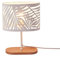 OuXean Petite lampe de chevet, lampe de bureau E14 avec socle en bois et abat-jour en métal pour chambre bar chambre d'enfant, blanc (sans ampoules)