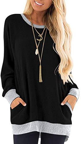 AUSELILY Chemise à Manches Longues pour Femmes Tops avec Poches