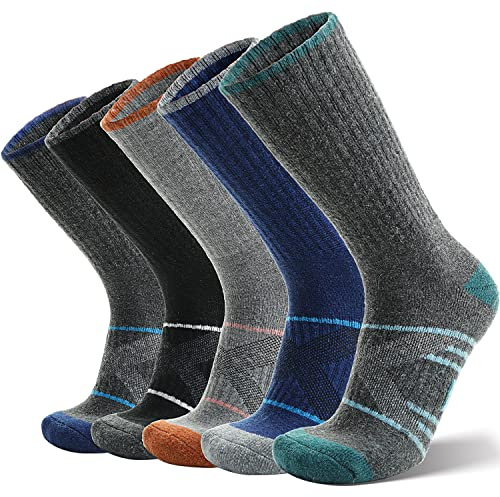 ANTSANG Chaussettes Randonnée Marche en Laine Mérinos Chaudes Thermiques Épaisses avec Amortissement et Évacuation de l'Humidité pour Homme Femme(36-42, Orange/Gris/Bleu/Noir)