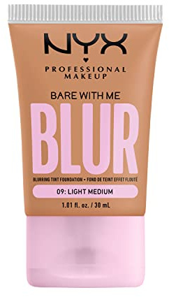 NYX Professional Makeup Blurring Tint Foundation, Medium Coverage, Matte Finish, With Niacinamide, Matcha and Glycerin, 12 Hours Hydrating, Bare With Me Blur, 30 ml, Shade: Light Medium