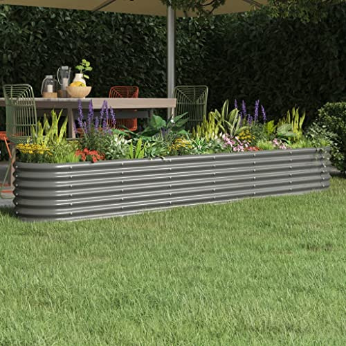 WIFESE Jardinière Acier Enduit de Poudre 260x40x36 Cm Gris Grande Taille Jardinière Extérieure Balcon Potager