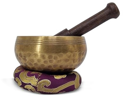Tibetan Hand Made Singing Bowl – Authentic Nepalese Hand Beaten Meditation Bowl Set with Cushion & Mallet – Sound Healing Bowl for Yoga, Mindfulness & Chakra Therapy(8.5cm)