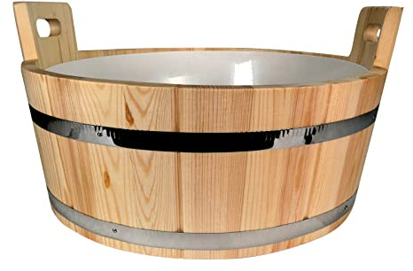 SudoreWell® Sauna Fußwanne Big 18 Liter aus Kiefernholz inklusive Kunststoffeinsatz