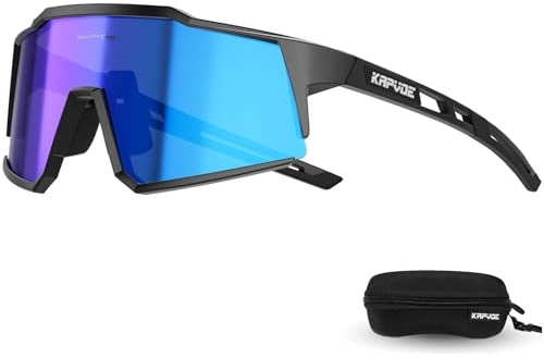 KAPVOE Polarizzati Occhiali Da Ciclismo UV400 Protezione TR90 Sportivi Occhiali Da Sole Donna Uomo Corsa MTB Bicicletta Bici Guida Pesca Golf Running Sport Glasses Bicicletta Blu Nero 02