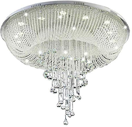 panfudongk Moderna lámpara de araña de cristal 85 V-265 V con fuente de luz GU10, iluminación de lujo para salón, diámetro 60 x alto 40 cm, regulable