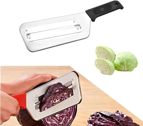 Trancheuse double couche en acier inoxydable, couteau de cuisine, hachoir à légumes, hachoir à chou, couteau à salade de chou (noir)