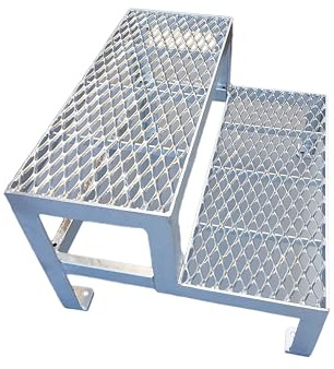 2 Stufen Stahltreppe Außentreppe Freistehend Breite 40 cm Höhe 40 cm verzinkt