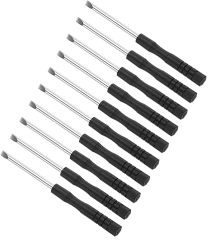 CoCud Mini Tournevis Fendu, Taille 3,0 mm, Longueur 80 mm, Tournevis à Tête Plate en Acier au Carbone avec Poignée Antidérapante - (pour Lunettes, Montre), 10 Pièces