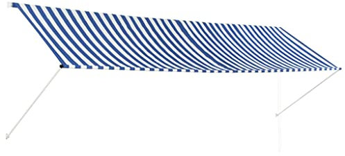 ARKEM Toldo retráctil 400x150 cm Azul y Blanco Toldo Lateral RetráCtil De JardíN Toldo Corredero