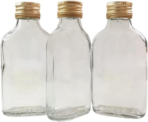 DIAH DO IT AT HOME Lot de 50 bouteilles vides en verre de 100 ml avec bouchons à visser dorés pour le stockage du vin, du gin, du brassage maison
