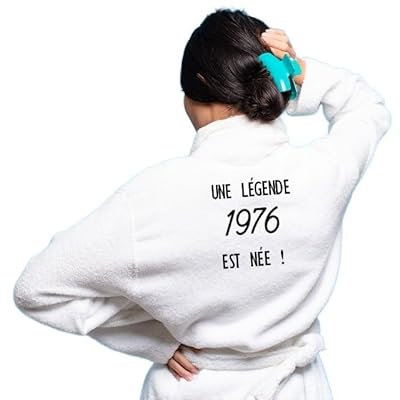 CADEAUX.COM - Peignoir Message Année 1976 Personnalisé Blanc - S - Cadeau Personnalisable - Cadeau Anniversaire - Cadeau Homme et Femme - Cadeau Année