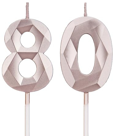 DTXLX Roségold Zahl 80 Geburtstagskerzen Kuchen Deko | Zahlen, 3D, für, geburtstagsdeko, Kinder, Partys, Hochzeiten, Firmenfeiern, Jubiläen