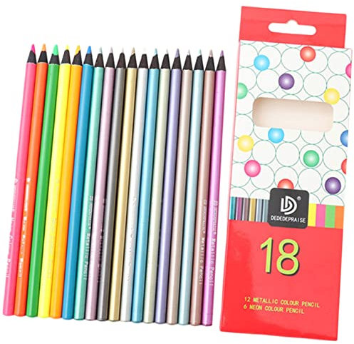 KONTONTY 18stücke Teiliges Farbstifte Für Junge Mädchen Buntstifte Zum Zeichnen Und Skizzieren Mit Metallic Und Fluoreszierenden Farben Für Kreatives Malen Und Graffiti