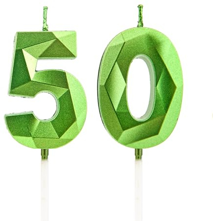 DTXLX 50th Birthday Candles, Green Number Decoration, Happy Cake | Toppers, for, Parties, Weddings, Company, Anniversaries