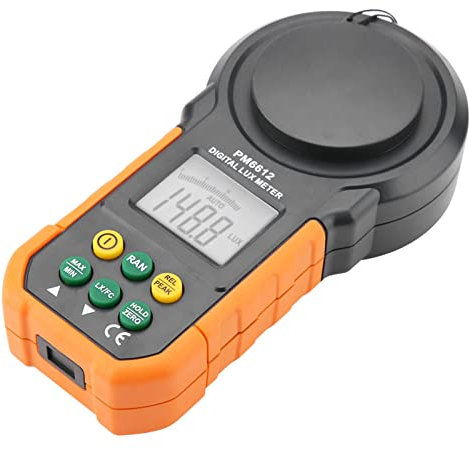 PM6612 Digitales Lichtmessgerät mit Hoher Präzision, 200.000 Lux Luxmeter für Leuchtstofflampen, Metallhalogenidlampen, Elektrische Glühlampen (PM6612)