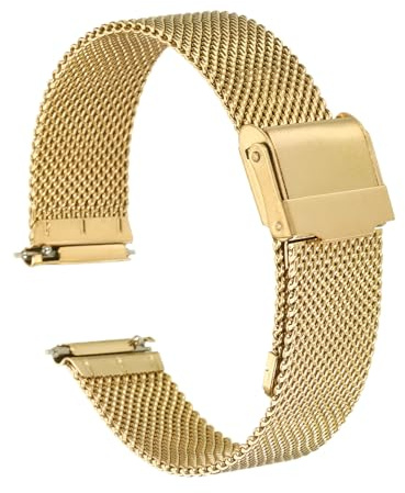 sourcing map 316L Stainless Steel Mesh Watch Band | Quick Release Adjustable Metal Watch Strap for Men Women