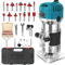 Holzfräse Oberfräse Electric - Fräsmaschine Hand Holz mit Koffer - 12 Set Zubehör 800 W 330000 R/min 6,35 mm - Wood Router Kantenfräse Handpalmenfräser für die Holzbearbeitung