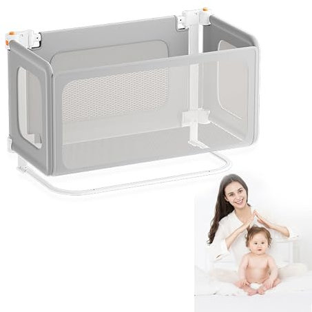 SRDCAIM 3-in-1 Babybett, Beistellbett Baby für Boxspringbett, Babywiege, Beistellbett fürs Baby im Bett, atmungsaktives und sichtbares Netzfenster, Babybett am Bett der Eltern befestigt(Light Gray)