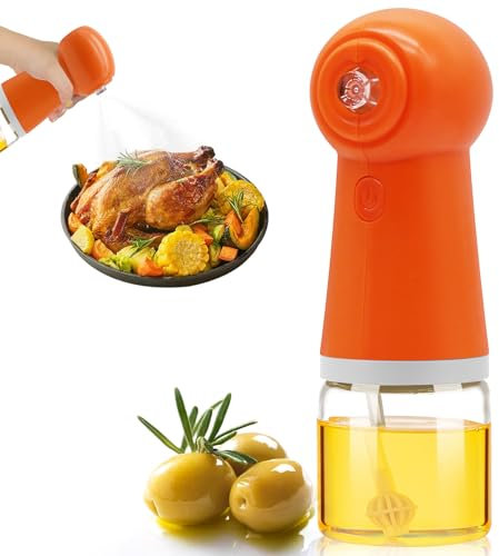 HMJIA Pulverizador Aceite Spray Eléctrico 150ml Spray Aceite Cocina Eléctrica de Vidrio Dispensador de Vinagre de Salsa Rociador de Aceite Automático para Cocinar Ensalada Barbacoa (Naranja)