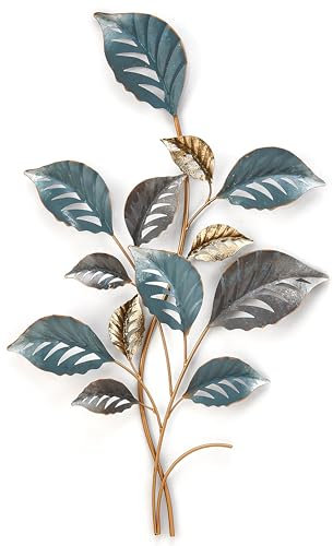 Kobolo Wandbild JABARI – Metallbild mit 3D-Effekt, 44x4x77 cm, grau/blau/gold, exklusive Wanddeko, ideal für Wohnzimmer, Schlafzimmer & Flur